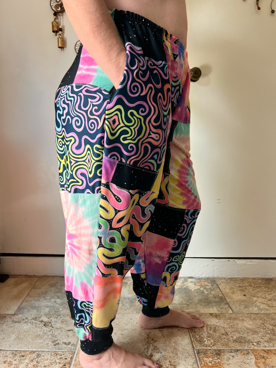 "Neon Glow" Patchwork Flow Pants