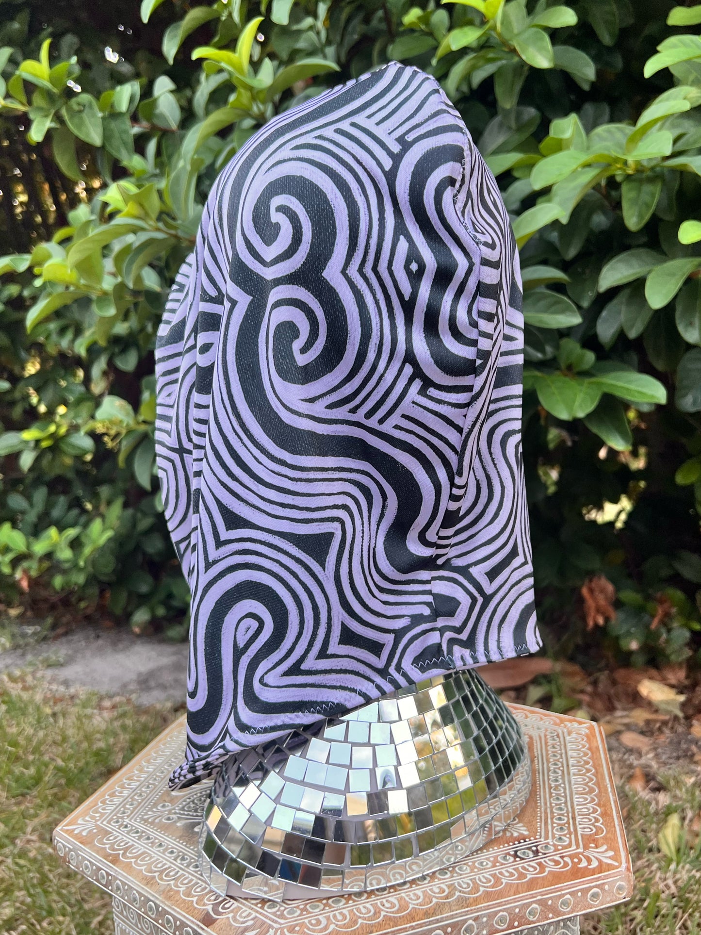 Reversible Rave Hood: "Record Player" Hand-Painted Design
