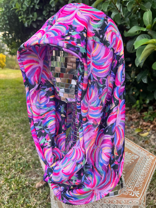 Reversible Hood: "Fluffy" Hand-Painted Design