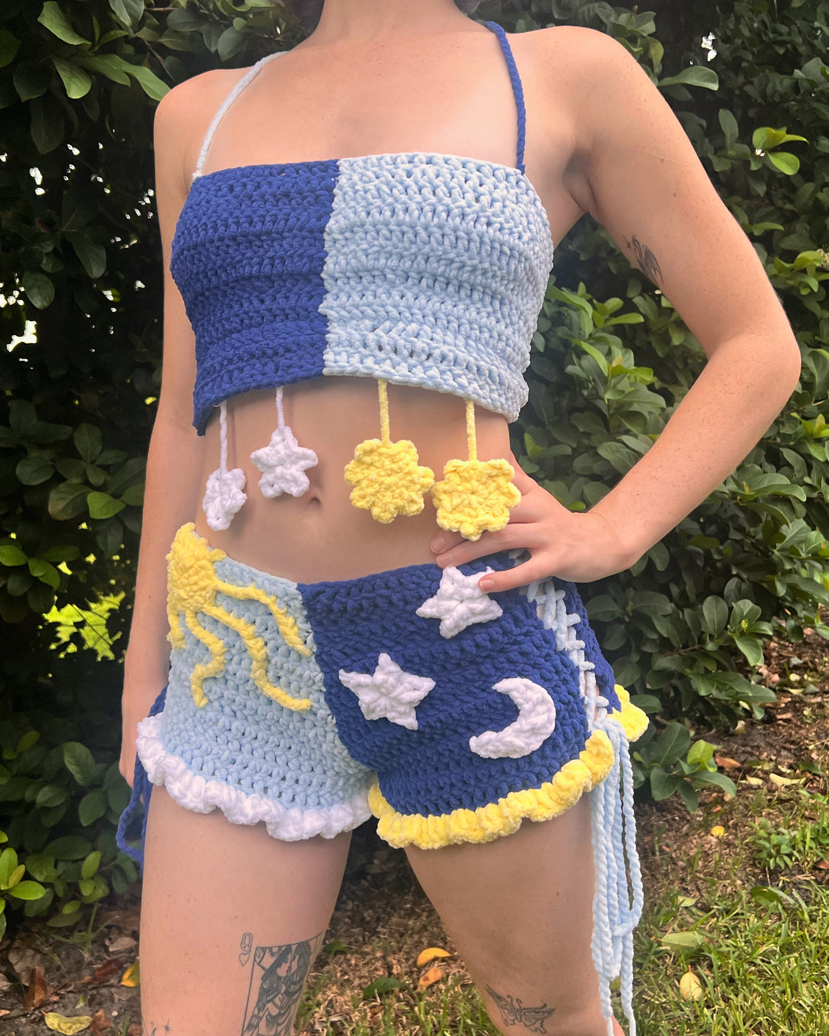 (READY TO SHIP) "Night & Day" Crochet Set (Adjustable Size: S-M)