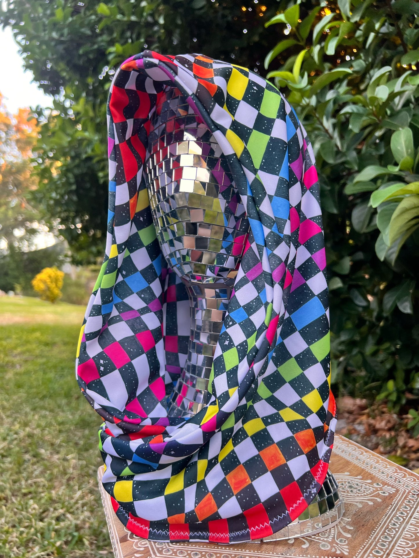 Reversible Rave Hood: "Space Track" Hand-Painted Design