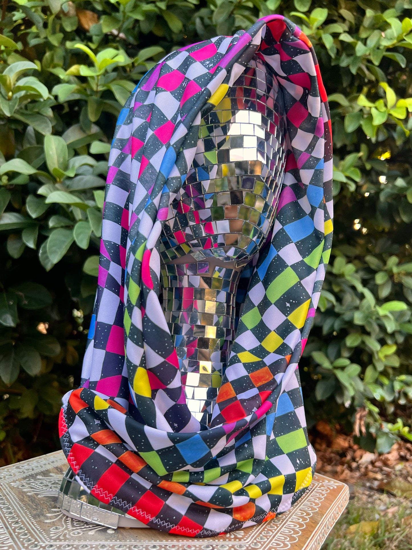 Reversible Rave Hood: "Space Track" Hand-Painted Design