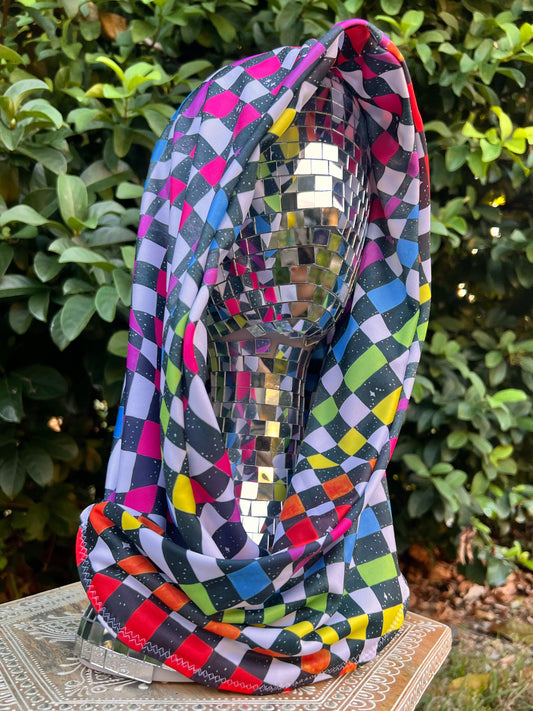 Reversible Rave Hood: "Space Track" Hand-Painted Design