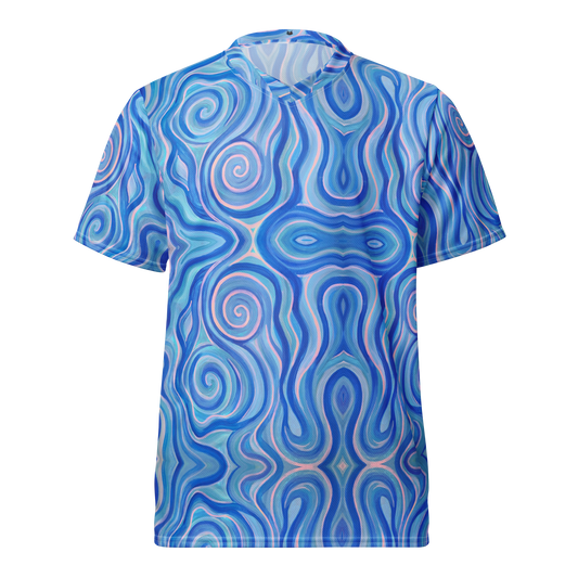 V-Neck Jersey Shirt (100% Recycled Material) - "Aqua" Design