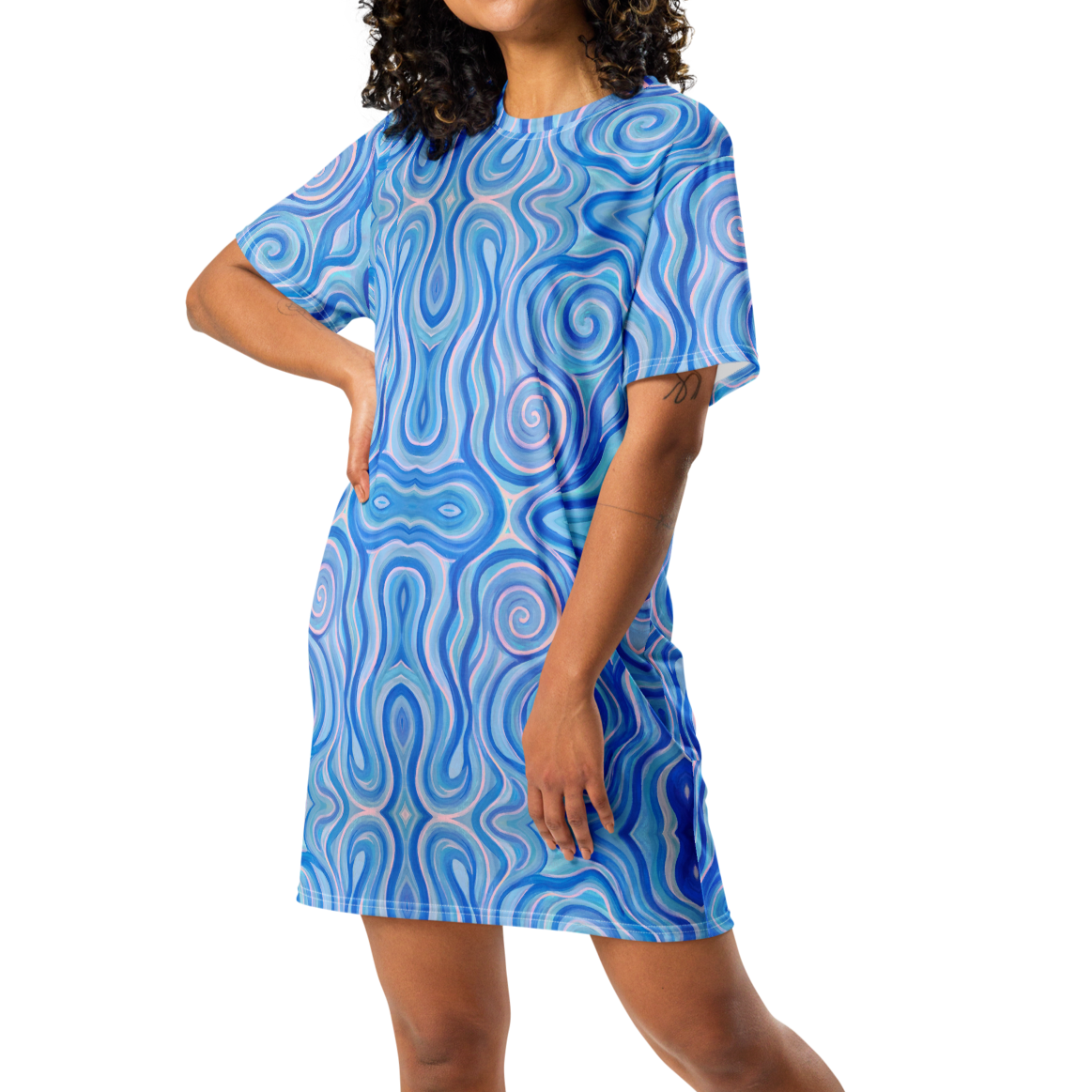 T-Shirt Dress- "Aqua" Design